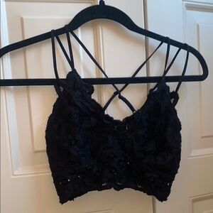 Black Lace Strappy Tank Crop Top - Going Out Top
